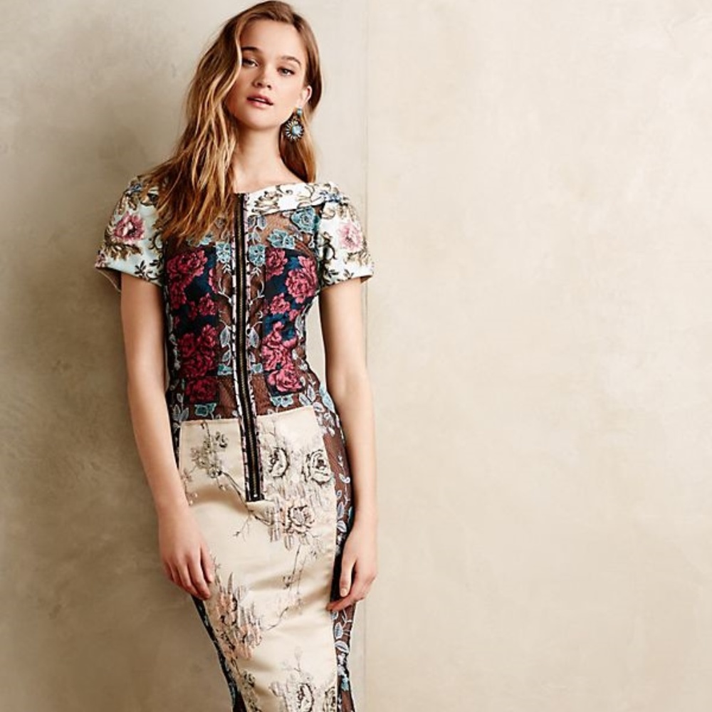 Anthropologie Byron Lars Pieced Brocade Dress Sz 2